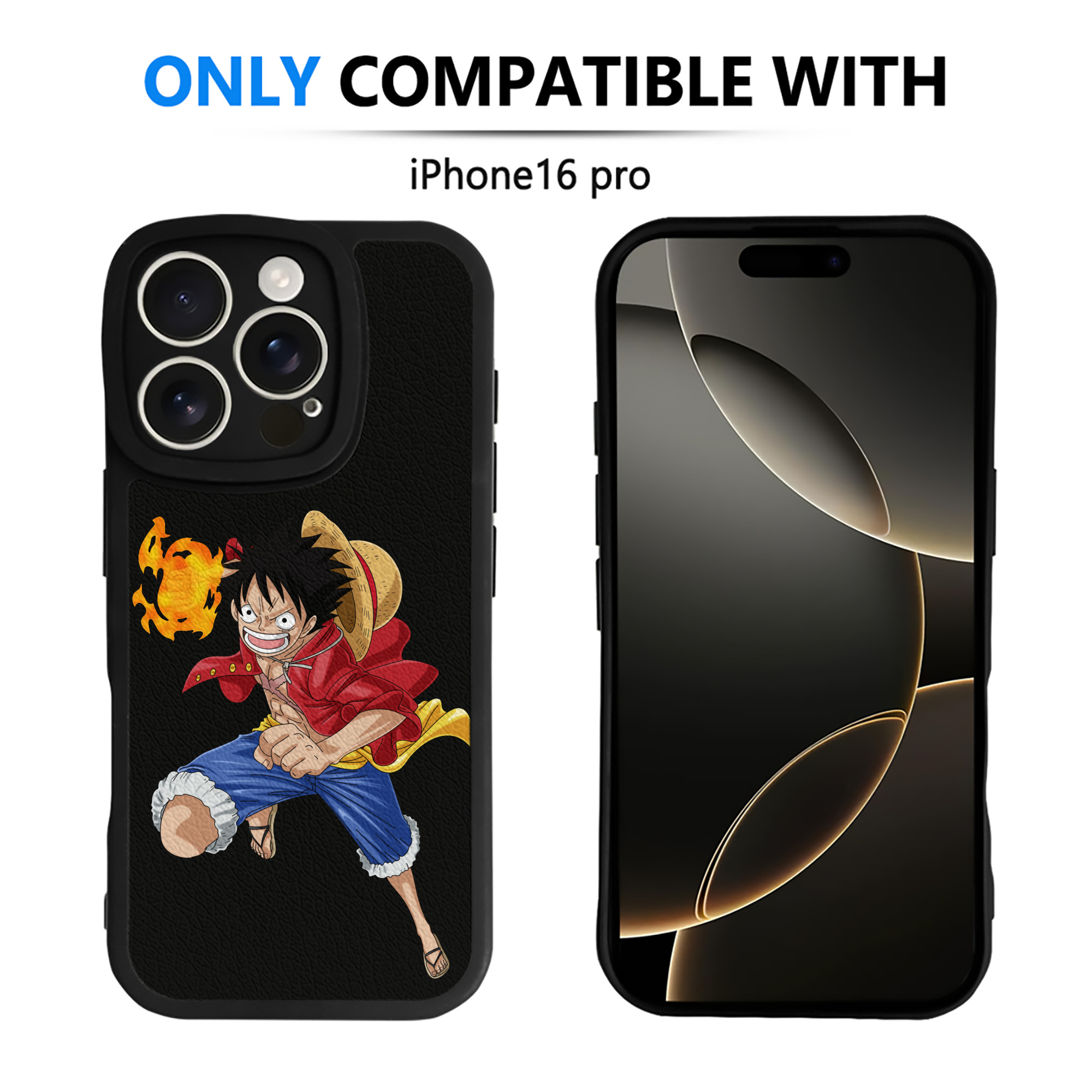（画像用） ワンピース モンキー・D・ルフィ ONE PIECE Monkey D. Luffy 【iPhone 16シリーズ対応】シリコンスマホケース（レザー調） 材質：シリコン